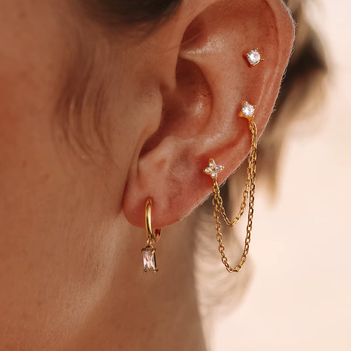 Golden Spark Earrings Set