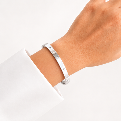 Wide Stars Bangle -Silver-