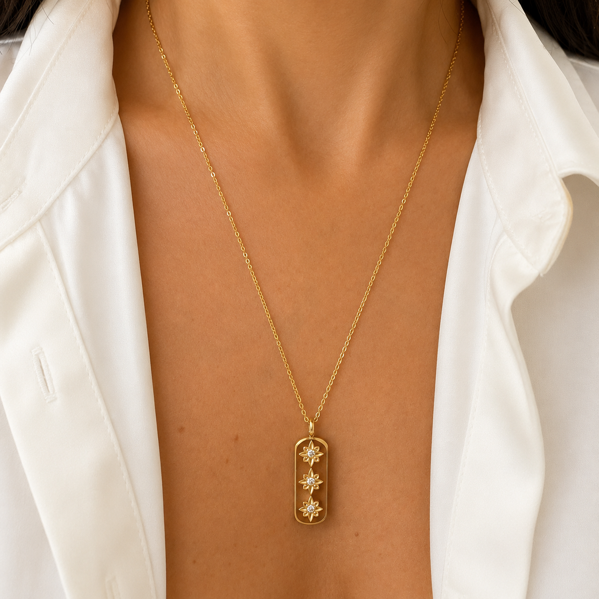 Zircon Stars Pendant Necklace