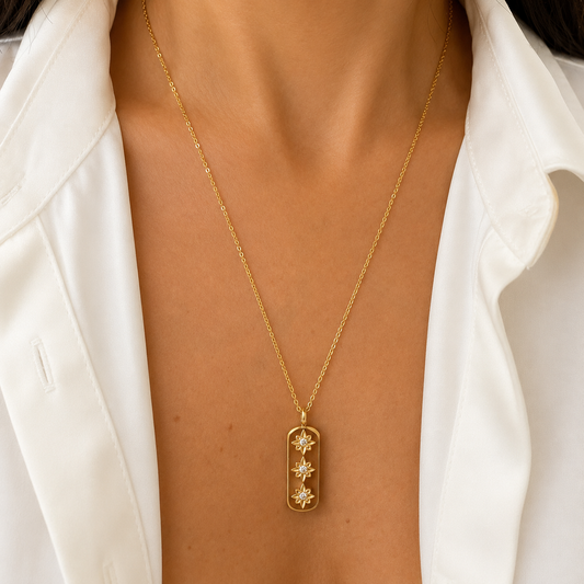 Zircon Stars Pendant Necklace