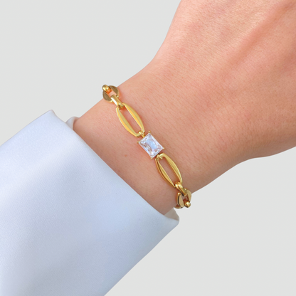 Link Square Stone Bracelet