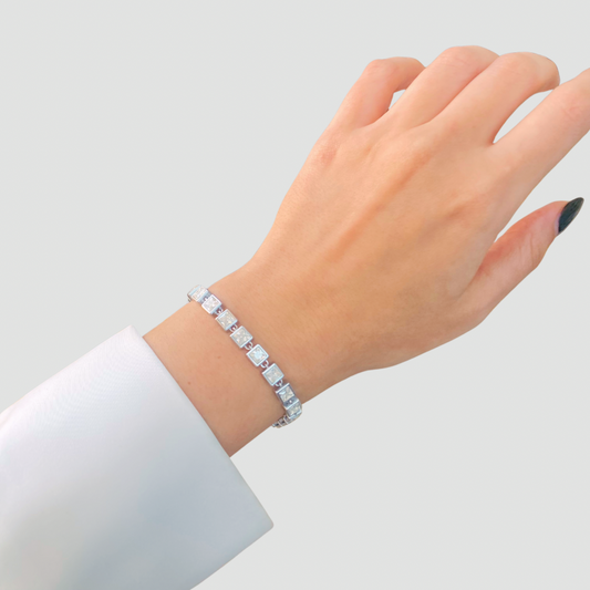 Royal Square Tennis Bracelet Silver