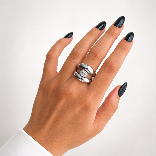 Silver Solitaire Orbit Ring