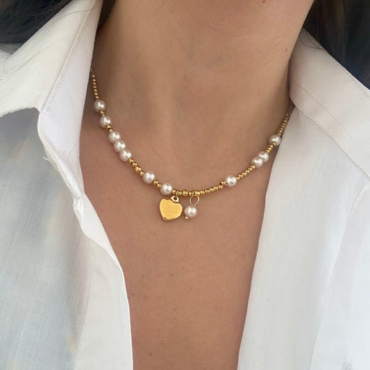 Pearls Heart Necklace