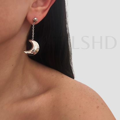Silver Luna Drop Earrings