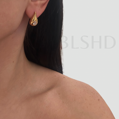 Golden Zircon Teardrop Earrings