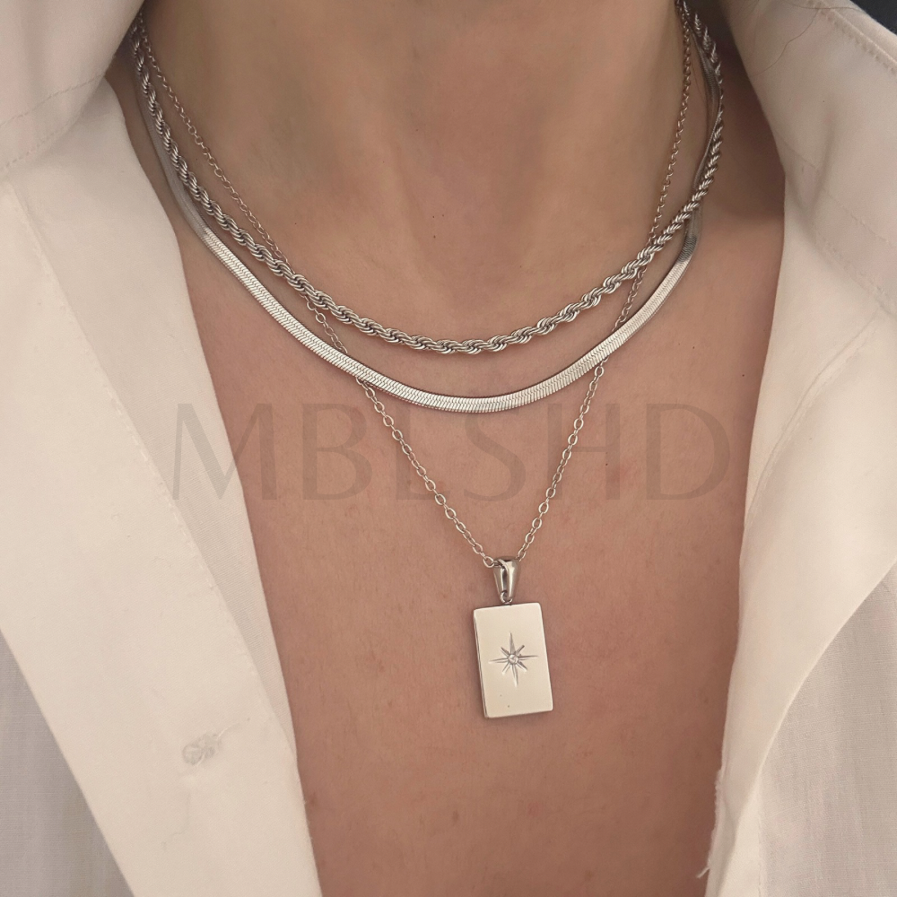 Triple Necklace Set Silver