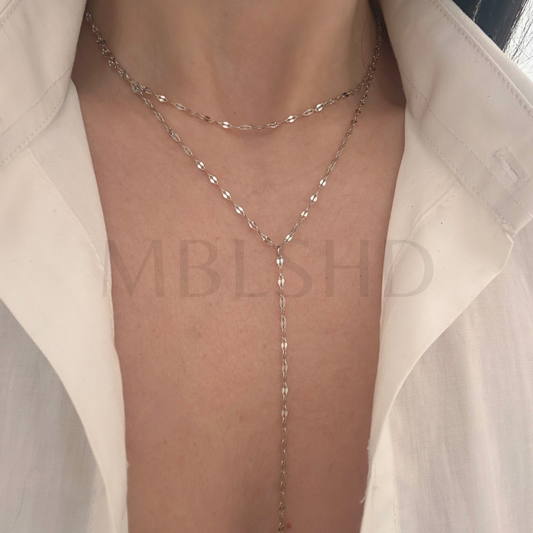 Double Layer Y Necklace Silver