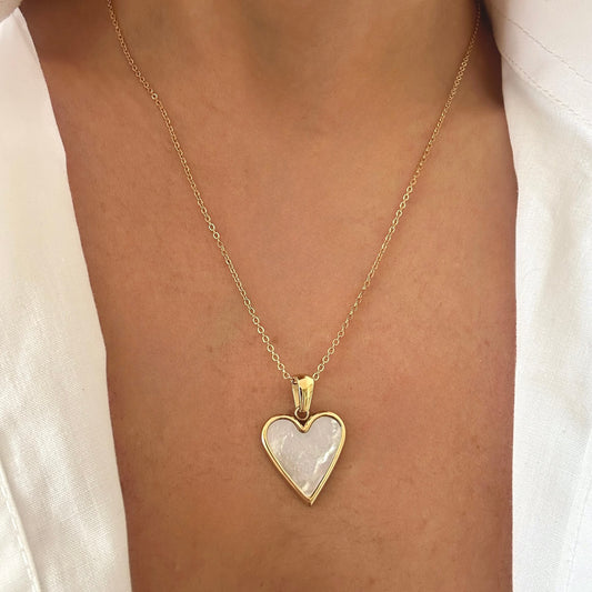White Heart Pendant Necklace