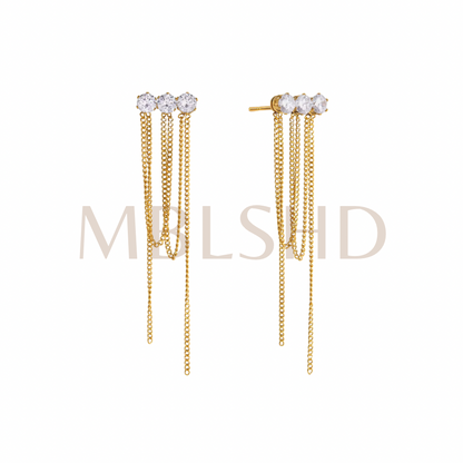 Golden Rain Tassel Earrings