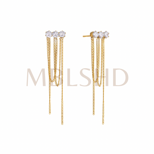 Golden Rain Tassel Earrings
