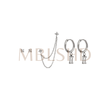 Silver Spark Earrings Set