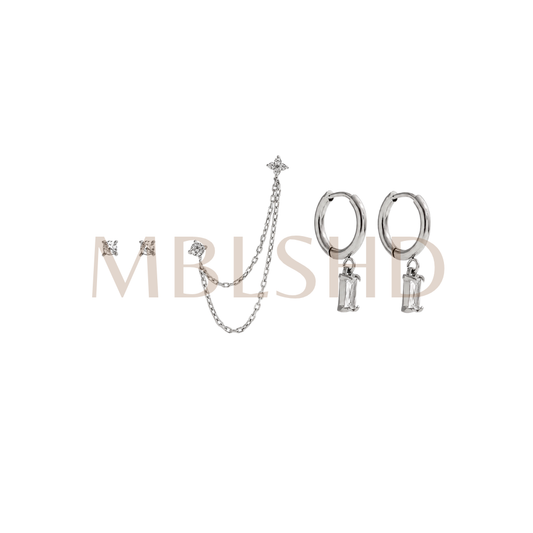 Silver Spark Earrings Set