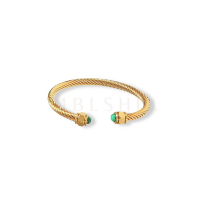 Malachite Stone Wire Bangle