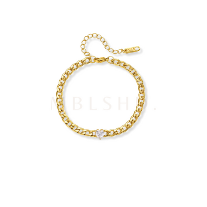 5mm White Heart Chain Bracelet