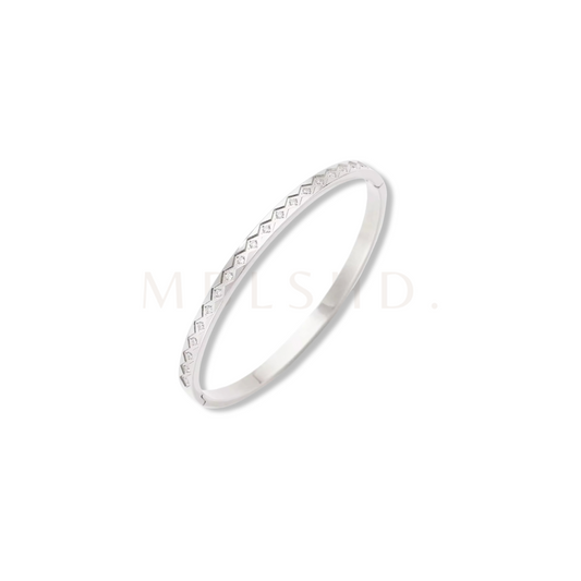 Square Zircon Bangle -Silver-