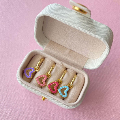 Round Heart Enamel Earrings