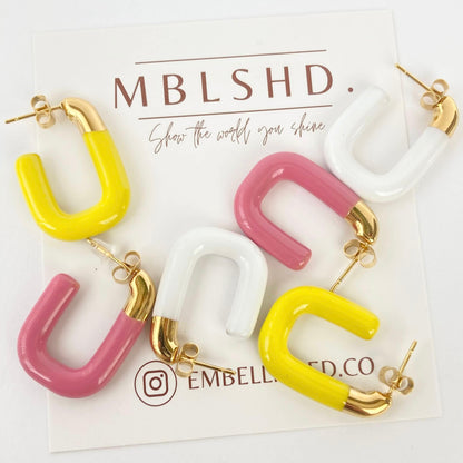 U Shaped Enamel Earrings