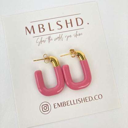 U Shaped Enamel Earrings