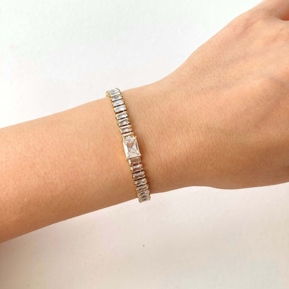 Wide Tennis Bracelet White