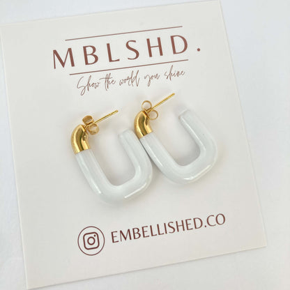 U Shaped Enamel Earrings