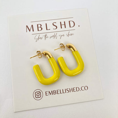U Shaped Enamel Earrings