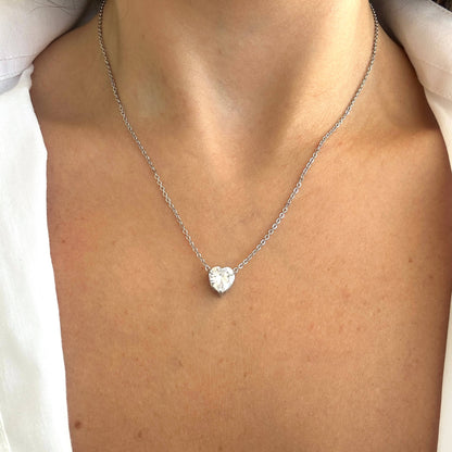 Heart Charm Necklace Silver