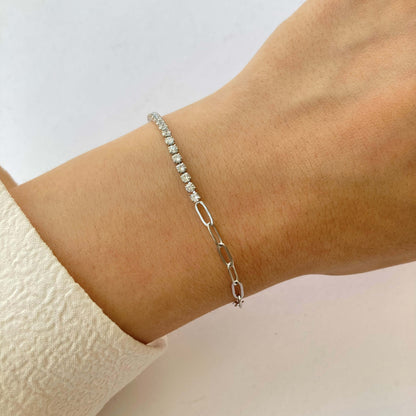 Paperclip Tennis Bracelet Silver