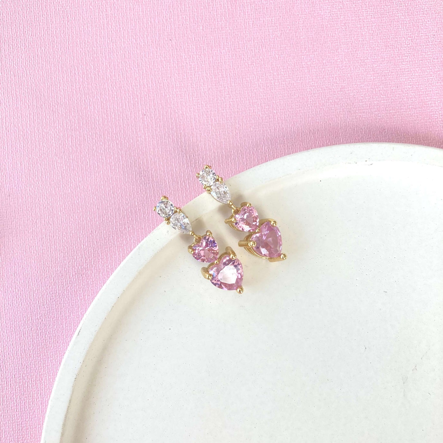 Heart Shaped Drop Earrings