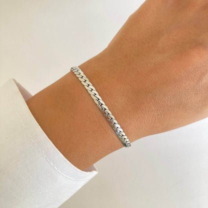 Pressed Chain Bracelet Silver