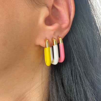 U Shaped Enamel Earrings