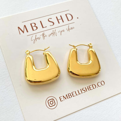 U Shaped Hoops -Gold-