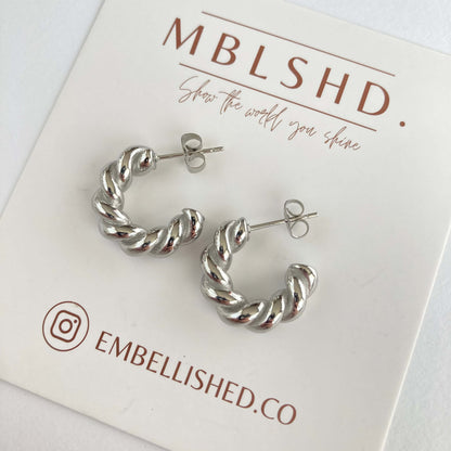 Twist Earrings-Silver-