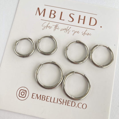 Simple small hoops -Silver-