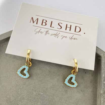 Round Heart Enamel Earrings