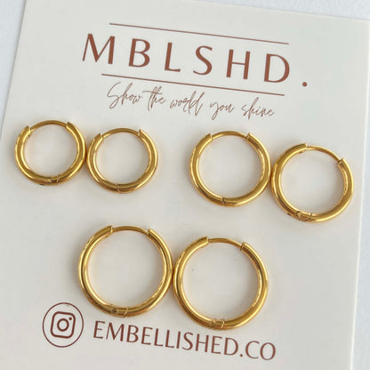 Simple small hoops -Gold-